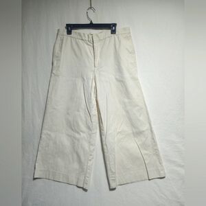 Lauren Ralph Lauren Wide Leg Cropped White Linen Blend Pants Size 12